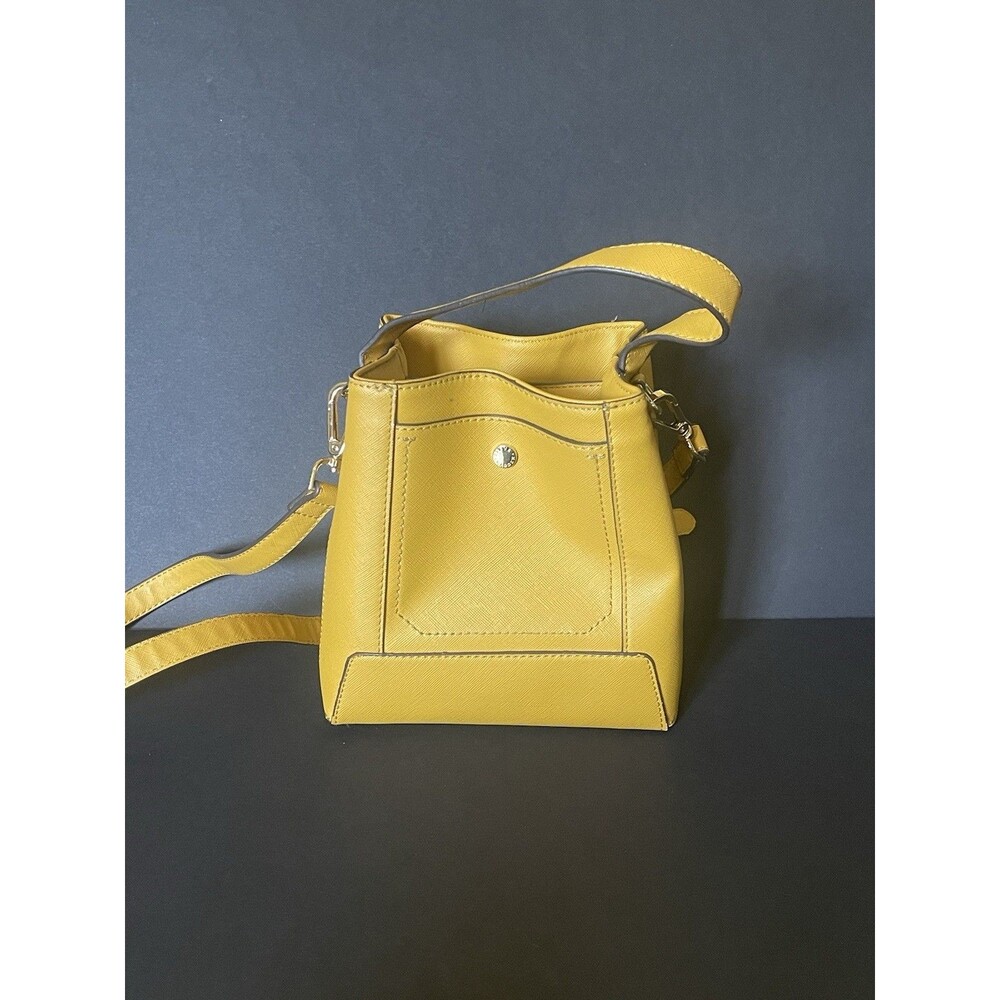 Steve Madden Women Bellie Yellow Faux Leather Detachable Strap Bucket Handbag